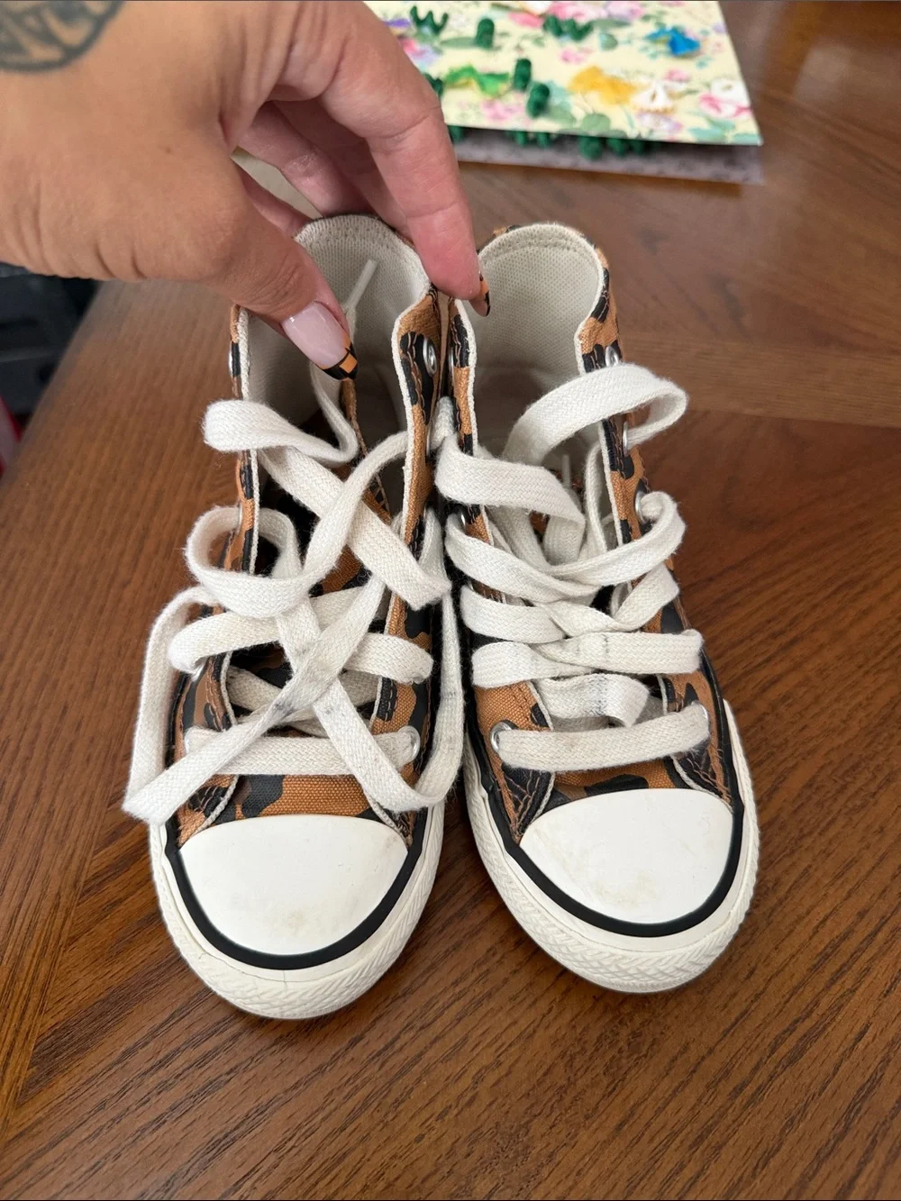 Kids High-Top Sneaker in Brown Leopard Print
